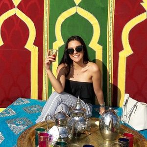 Blue, white stripped pants. Ankle length